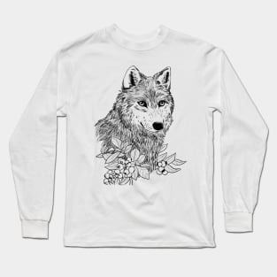 Floral Wolf Long Sleeve T-Shirt